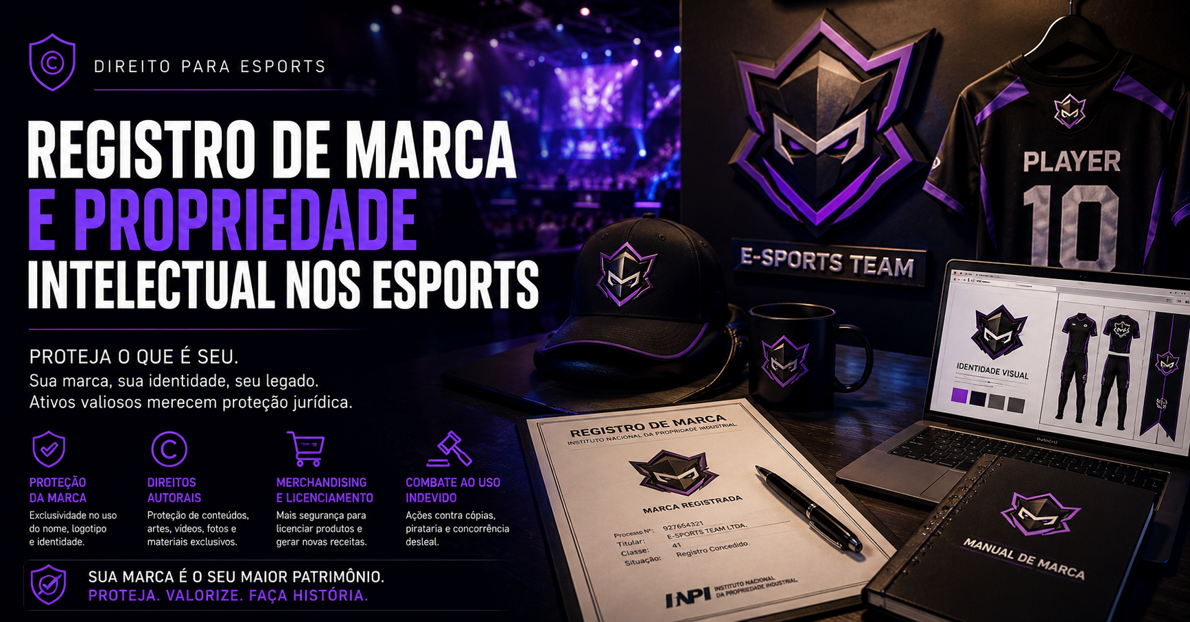 Capa: Registro de Marca e Propriedade Intelectual nos eSports: Como Proteger sua Organização, Canal e Identidade no Mercado Gamer